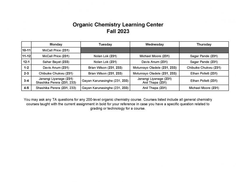 organic schedule